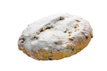 Christmas stollen isolated on white background, clipping path in
