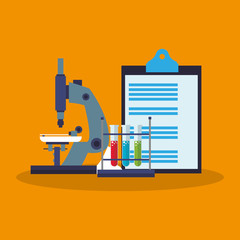Microscope and checklist icon. laboratory science chemistry and research theme. Colorful design. Vector illustration