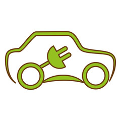 car with electric plug icon over white background. eco friendly car design. vector illustration