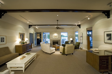 View of a modern and spacious living room in a house