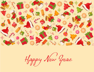 Christmas card with objects and text eps10