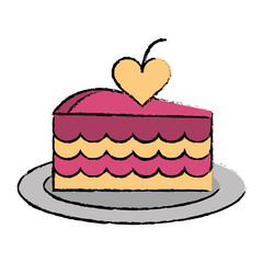 cartoon delicious pink cake with love heart vector illustration eps 10