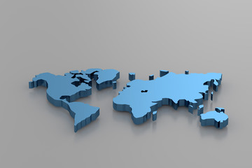 3d rendering of low poly world map