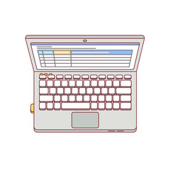 Laptop computer aerial top view