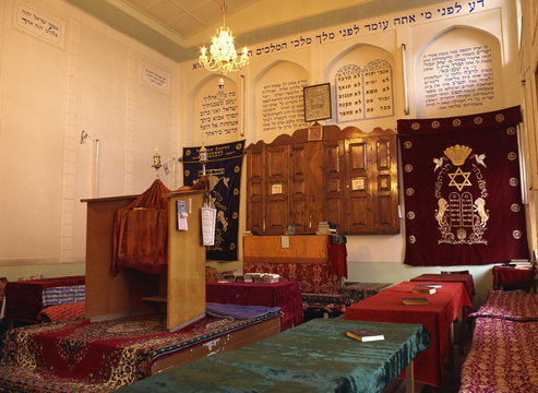 The interior of the New Synagogue in Bukhara, Uzbekistan