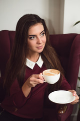 Woman drinking fresh coffee.