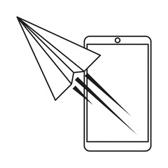 smartphone sending email concept outline vector illustration eps 10
