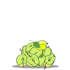 Image of a small pile of sliced apples and leaves.