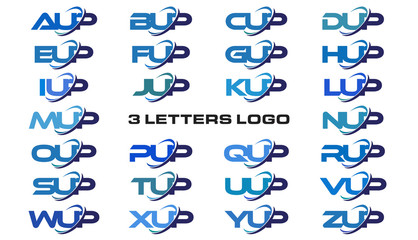 3 letters modern generic swoosh logo AUP, BUP, CUP, DUP, EUP, FUP, GUP, HUP, IUP, JUP, KUP, LUP, MUP, NUP, OUP, PUP, QUP, RUP, SUP, TUP, UUP, VUP, WUP, XUP, YUP, ZUP