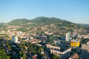 Obraz premium Aerial city landscape view of Sarajevo