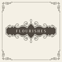 Vintage ornament greeting card vector template. Retro wedding invitations, advertising or other design and place for text. Flourishes frame.