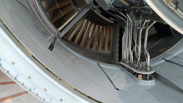 Detailed exposure of a turbo jet engine.