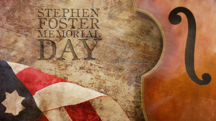 Stephen Foster Memorial Day. Violin and America Flag