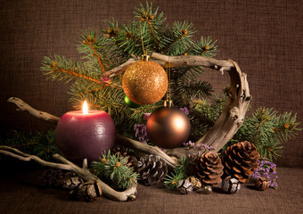  composition with candles and Christmas tree