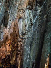 Stalactites and stalagmites in Valporquero's cave (Spain)