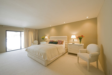 View of a spacious bedroom in a house