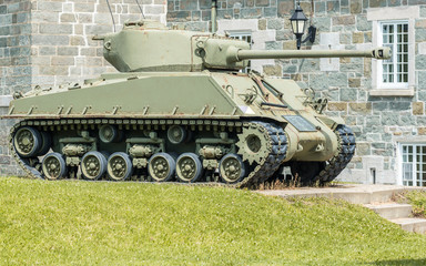 Fototapeta na wymiar Sherman Tank at The Citadel in Quebec City