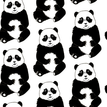 Seamless pattern of Panda-bears