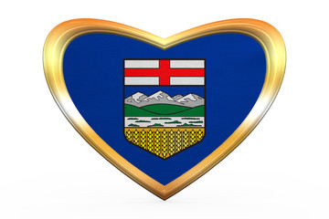 Flag of Alberta in heart shape, golden frame