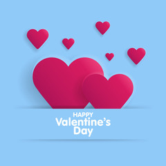 Greeting Card Happy Valentine's Day. Lettering with hearts on the background. Vector illustration