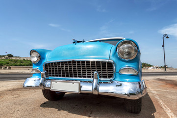 Front view of a classic car in Havana, Cuba