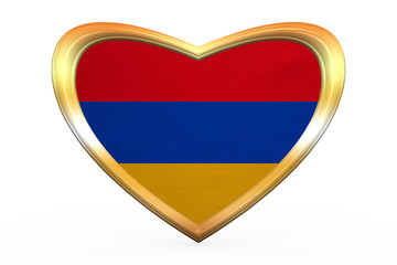 Flag of Armenia in heart shape, golden frame