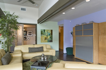 Obraz na płótnie Canvas View of a modern living room at home