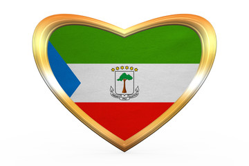 Flag of Equatorial Guinea heart shape golden frame