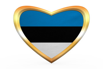 Flag of Estonia in heart shape, golden frame