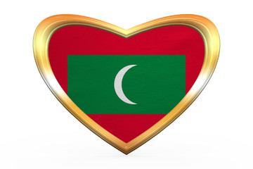 Flag of Maldives in heart shape, golden frame