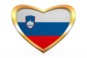 Flag of Slovenia in heart shape, golden frame