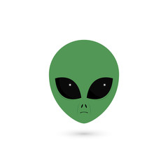 Alien head with big dark eyes. Isolated on white background. Vector illustration, eps 10.
