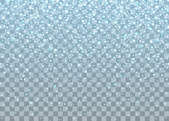 Realistic falling snowflakes. Isolated on transparent background. Vector illustration, eps 10.
