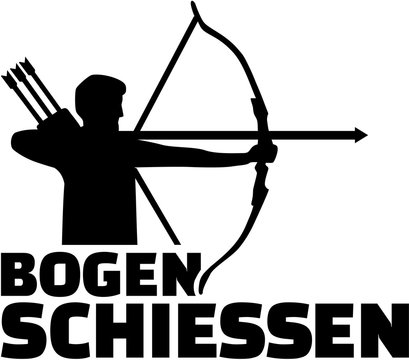 Archery Silhouette with german name of sport