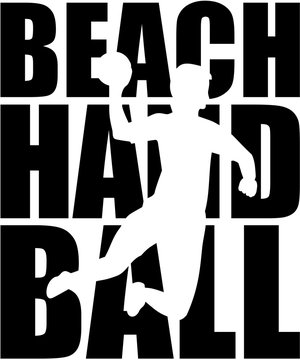 Beachhandball word with silhouette
