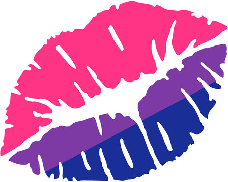 Kiss with bisexual pride flag