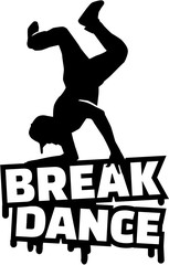 Breakdance word with silhouette