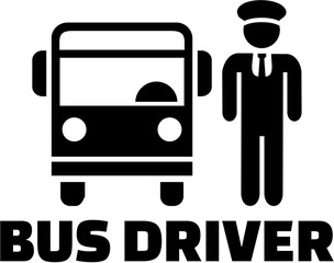 Bus driver word with pictogram