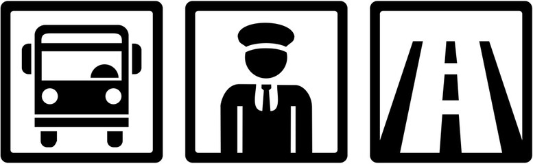 Bus driver icons - bus, driver and street
