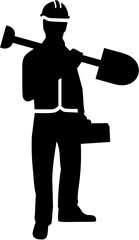 Construction worker with shovel silhouette