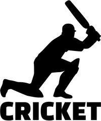 Cricket player with word