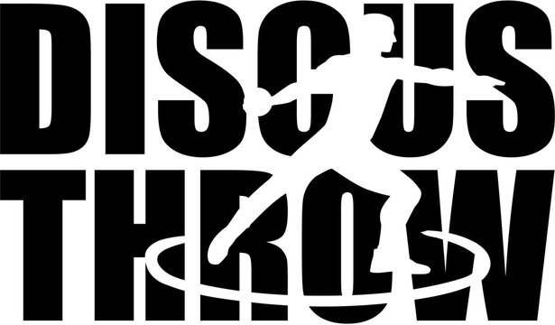 Discus throw word with athlete cutout