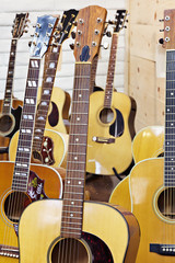 Guitars at music store