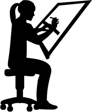 recommend clip art: Draftsman. Woman at the drawing board.