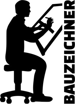 Draftsman silhouette with german job title