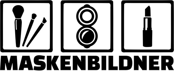 German make-up artist icons. Brush, eyeshadow and lipstick.