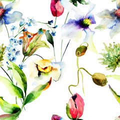 Seamless wallpaper with decorative flowers