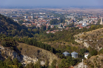 Fototapeta na wymiar Panorama of town of Asenovgrad from Asen's Fortress, Plovdiv Region, Bulgaria