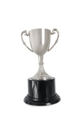 Winning trophy over white background