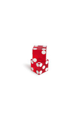 Red gambling dice over white background